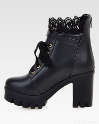 Ava Women's Black Ankle Boots | Vegan Leather, Chunky Platform 0