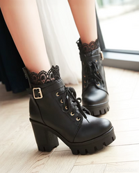 Ava Women's Black Ankle Boots | Vegan Leather, Chunky Platform 1