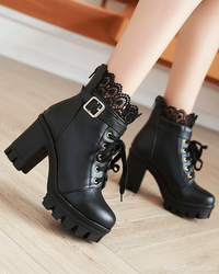 Ava Women's Black Ankle Boots | Vegan Leather, Chunky Platform 2
