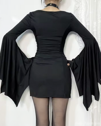 Bella Women's Black Dress | Soft Stretch Fabric, Gothic Style 2