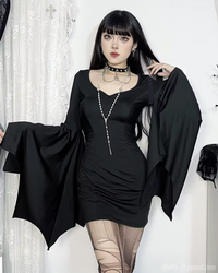 Bella Women's Black Dress | Soft Stretch Fabric, Gothic Style 3