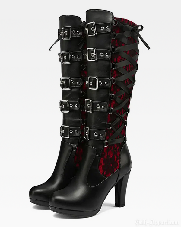 Bella Women's Black Knee High Boots | Vegan Leather, Bold Design 1