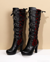 Bella Women's Black Knee High Boots | Vegan Leather, Bold Design 2
