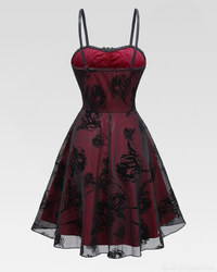 Bella Women's Gothic Dress | Lace Appliqué, Adjustable Straps 1