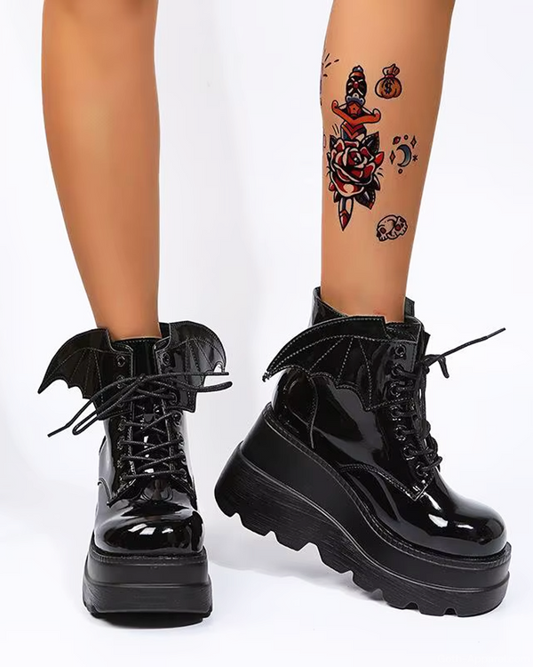 Bree Women's Black Ankle Boots | Vegan Leather, Chunky Platform 1