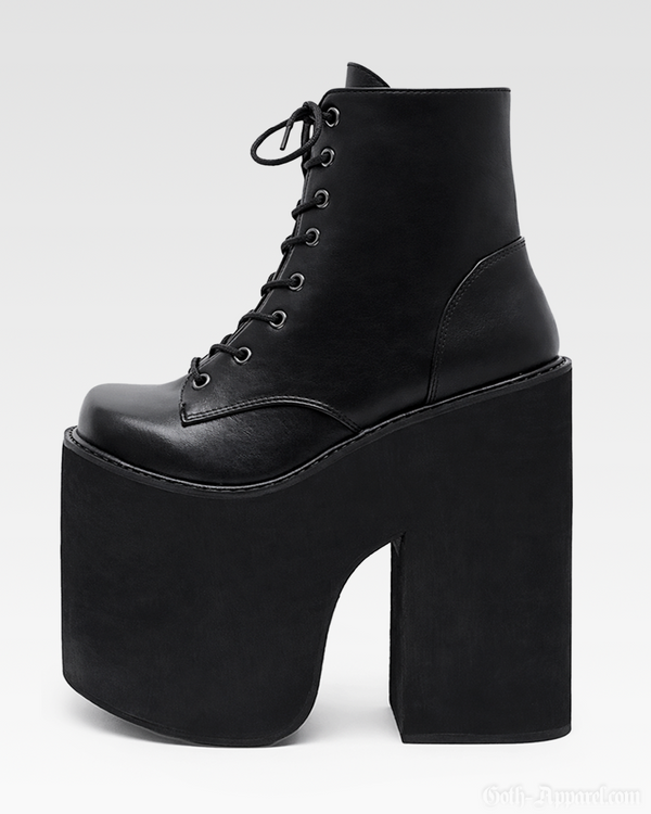 Cleo Women's Black Platform Boots | Vegan Leather, Chunky Heel 0