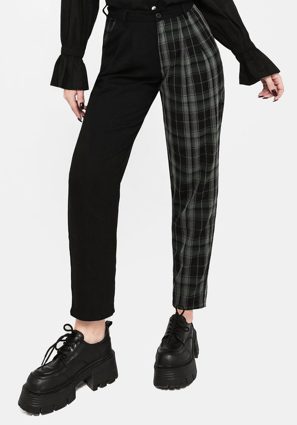 Cleo Women's Trousers | High-Waisted Contrast Check Print 0