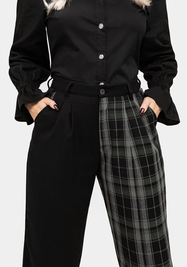 Cleo Women's Trousers | High-Waisted Contrast Check Print 1