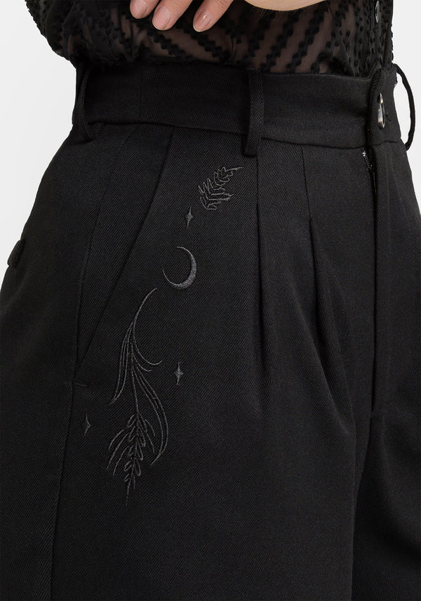 Diana Women's Black Balloon Trousers | High-Rise Twill, Chic Design 1