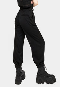 Diana Women's Black Balloon Trousers | High-Rise Twill, Chic Design 2