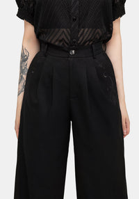 Diana Women's Black Balloon Trousers | High-Rise Twill, Chic Design 6
