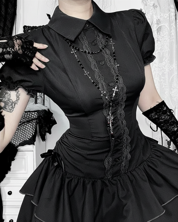 Gina Women's Gothic Dress | Lace Detailing, Structured Fit 1