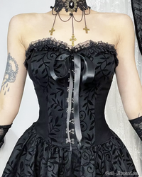 Gina Women's Gothic Dress | Lace Overlay, High-Low Design 1