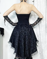 Gina Women's Gothic Dress | Lace Overlay, High-Low Design 2