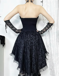 Charlotte Women's Gothic Dress | Lace Overlay, High-Low Design