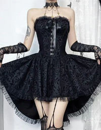 Charlotte Women's Gothic Dress | Lace Overlay, High-Low Design