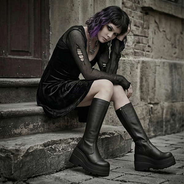 Gothic Platform Boots – Lace-Up & Zip Wedge Boots | Alt Baddie Style 0