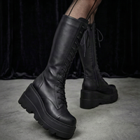 Gothic Platform Boots – Lace-Up & Zip Wedge Boots | Alt Baddie Style 4