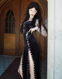 Gothic Dusk Women's Maxi Dress | Body-Hugging Polyester Blend, Edgy Lace-Up Details 1
