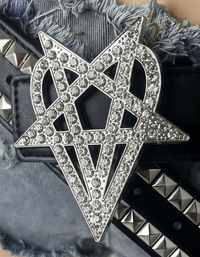 Gothic Heartagram Belt | Vegan Leather with Pyramid Studs 2