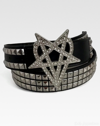 Gothic Heartagram Belt | Vegan Leather with Pyramid Studs 3