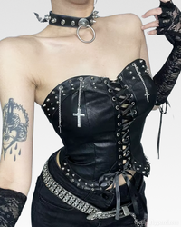 Gothic V Women's Top | Vegan Leather, Body-Shaping Design 0