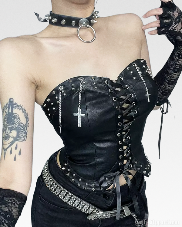 Gothic V Women's Top | Vegan Leather, Body-Shaping Design 0