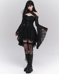 Gothica Women's Shrug Cardigan | Sheer Floral Lace, Choker Collar 4