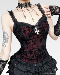 Gothica Women's Tank Top | Velvet Floral Design, Body-Hugging Fit 0