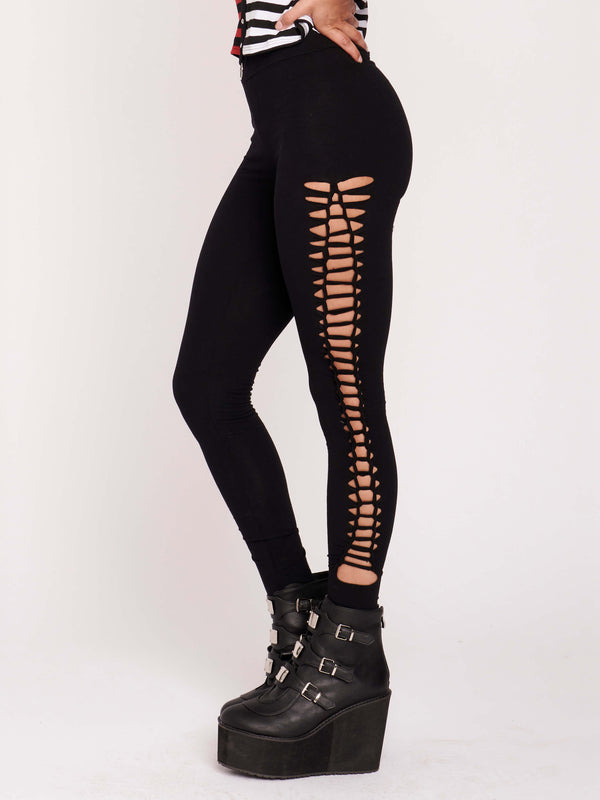 Lara Women's Leggings | Cotton Blend with Slashed Side Design 1