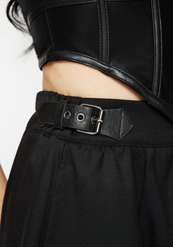 Nina Women's Black Midi Skirt | Buckle Detail, Elegant Style 1