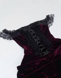 Raven Women's Velvet Dress | Off-Shoulder Lace Accents, Corset Fit 6