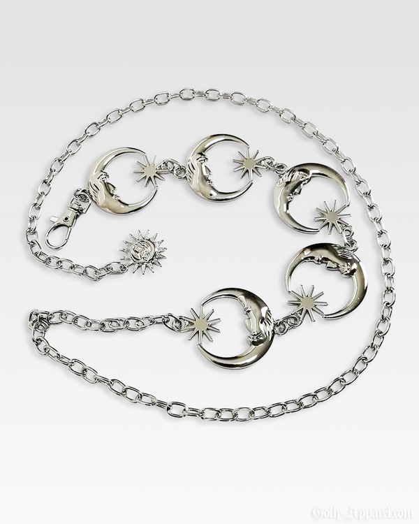 Sirius Women's Waist Belt | Metal Alloy with Moon and Star Charms 1