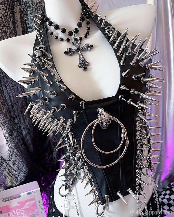 Sleek Women's Spiked Halter Top | Vegan Leather, Punk Style Going Out Top 1
