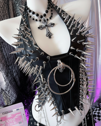Sleek Women's Spiked Halter Top | Vegan Leather, Punk Style Going Out Top 1
