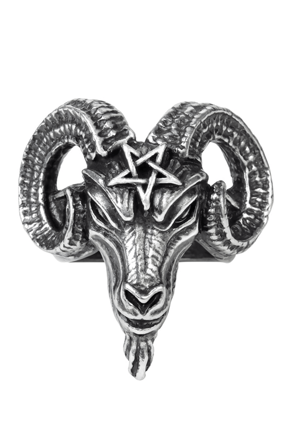 Pewter Baphomet Ring with Pentagram – Gothic Alternative Jewelry