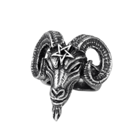 Pewter Baphomet Ring with Pentagram – Gothic Alternative Jewelry