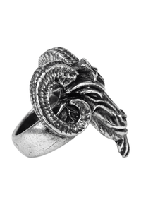 Pewter Baphomet Ring with Pentagram – Gothic Alternative Jewelry