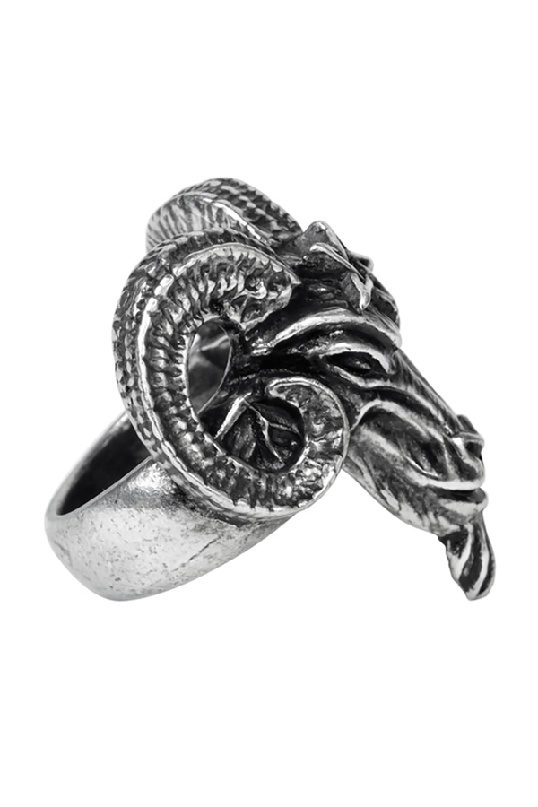 Pewter Baphomet Ring with Pentagram – Gothic Alternative Jewelry
