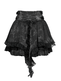 Black Gothic Corset Mini Skirt with Lace-Up Details
