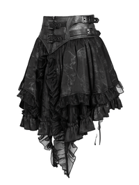 Black Gothic Corset Mini Skirt with Lace-Up Details