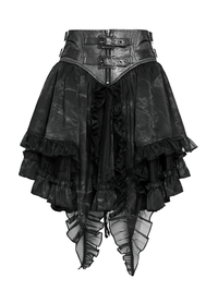 Black Gothic Corset Mini Skirt with Lace-Up Details