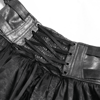 Black Gothic Corset Mini Skirt with Lace-Up Details