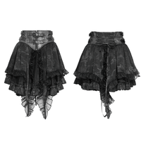 Black Gothic Corset Mini Skirt with Lace-Up Details