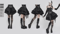 Black Gothic Corset Mini Skirt with Lace-Up Details