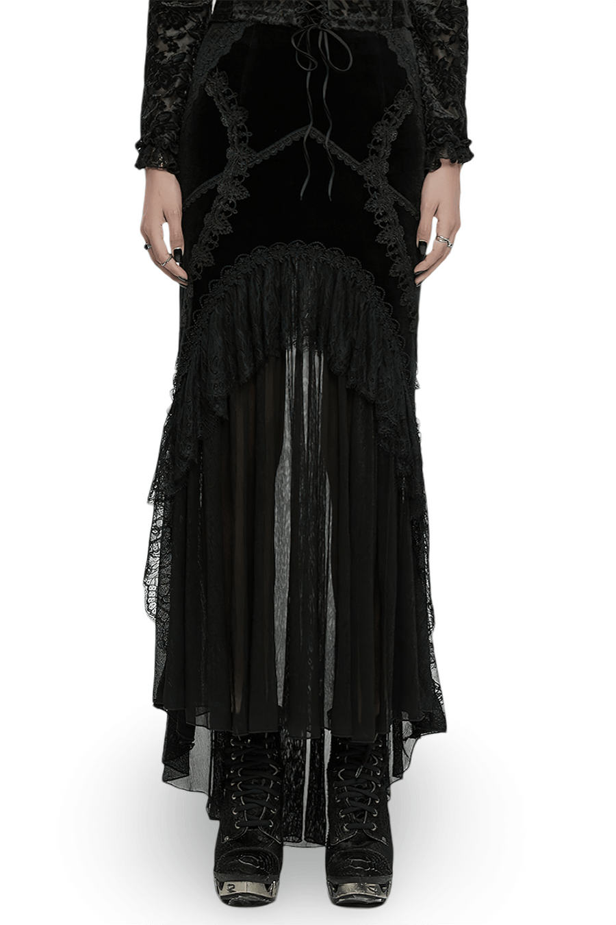 Black Gothic Fishtail Skirt – Velvet Lace Mermaid Style