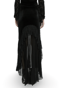 Black Gothic Fishtail Skirt – Velvet Lace Mermaid Style