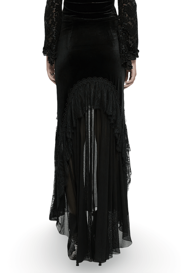 Black Gothic Fishtail Skirt – Velvet Lace Mermaid Style