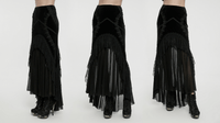 Black Gothic Fishtail Skirt – Velvet Lace Mermaid Style