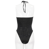 Black Gothic One-Piece Swimsuit with Metal Details